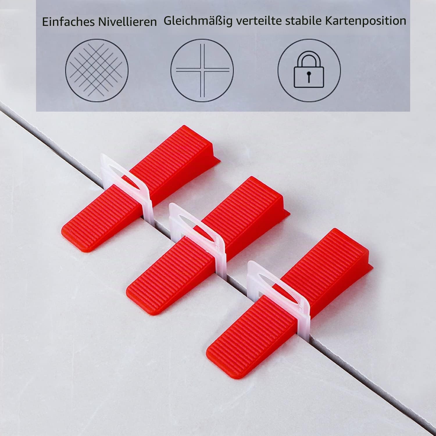 HEQUN Fliesen Nivelliersystem 1.5mm Fugenbreite fliesen verlegehilfe nivelliersystem, 400 Zuglaschen, 100 Keile Für Fuge Fliesenhöhe 3-12mm (1.5mm)