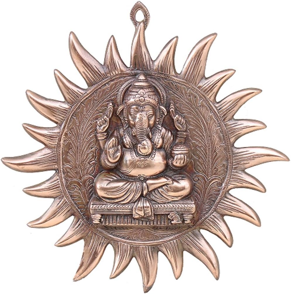 Apka Mart The Online Shop Aluminium Lord Ganesh Wall Hanging Showpiece for Wall Decor, Room Decor, Home Decor (Brown, 15 Inch)