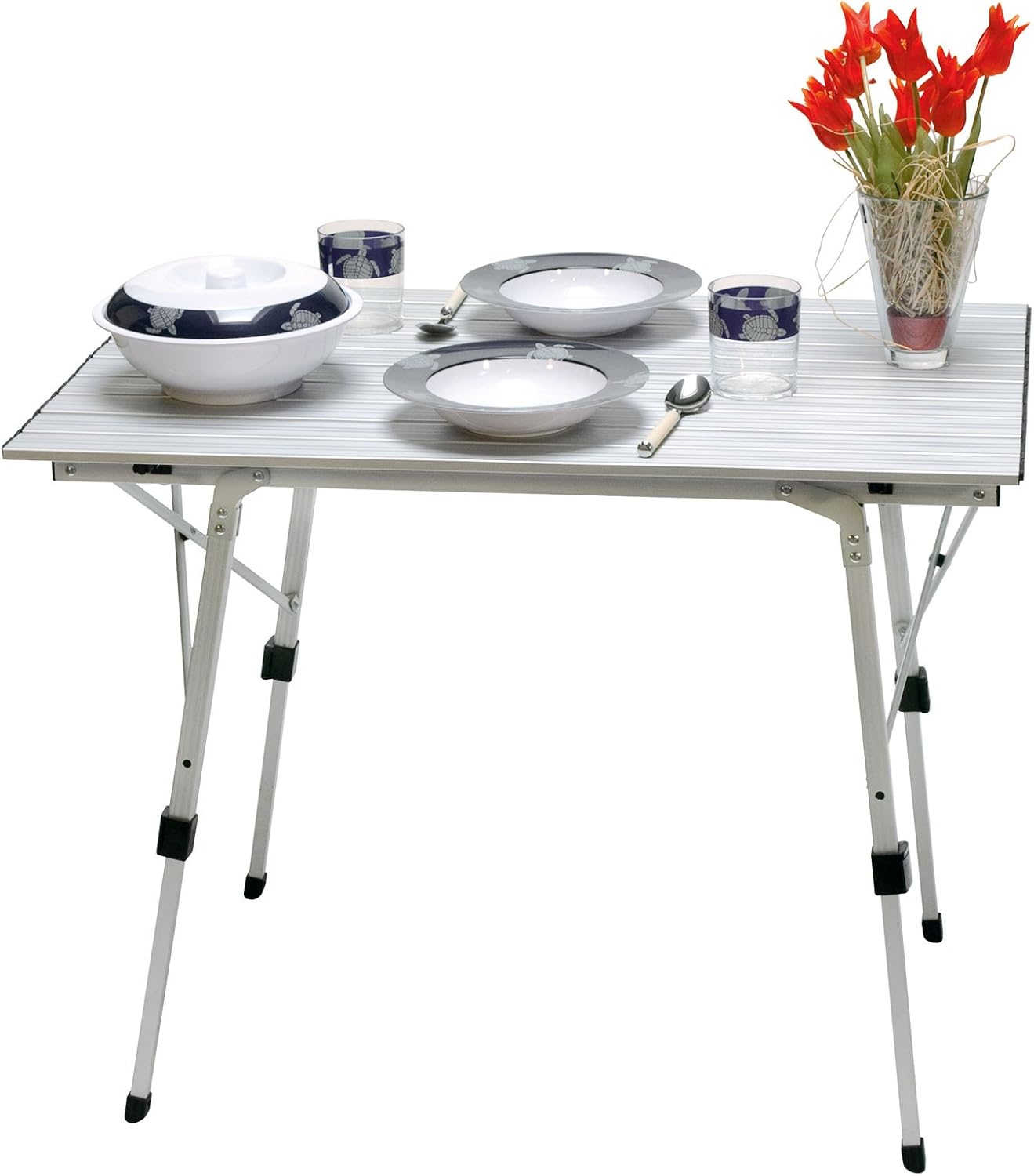 Table à roulettes en aluminium, table de camping Table BALI, plateau de table : 90 x 60 cm, hauteur : 70 cm Aluminium