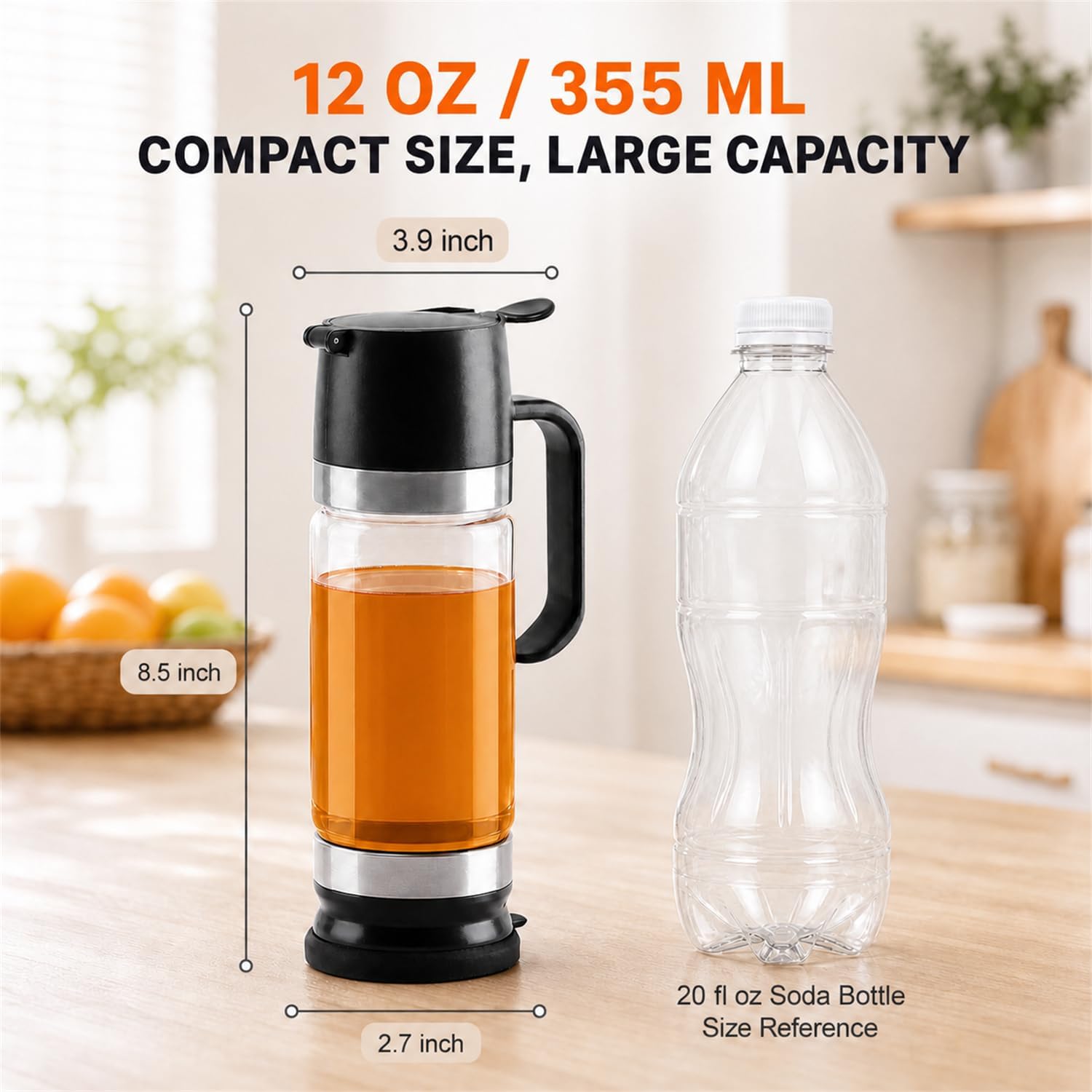 Aelga 12oz No-Drip Honey Dispenser, Glass Honey Pot with Handle image 2