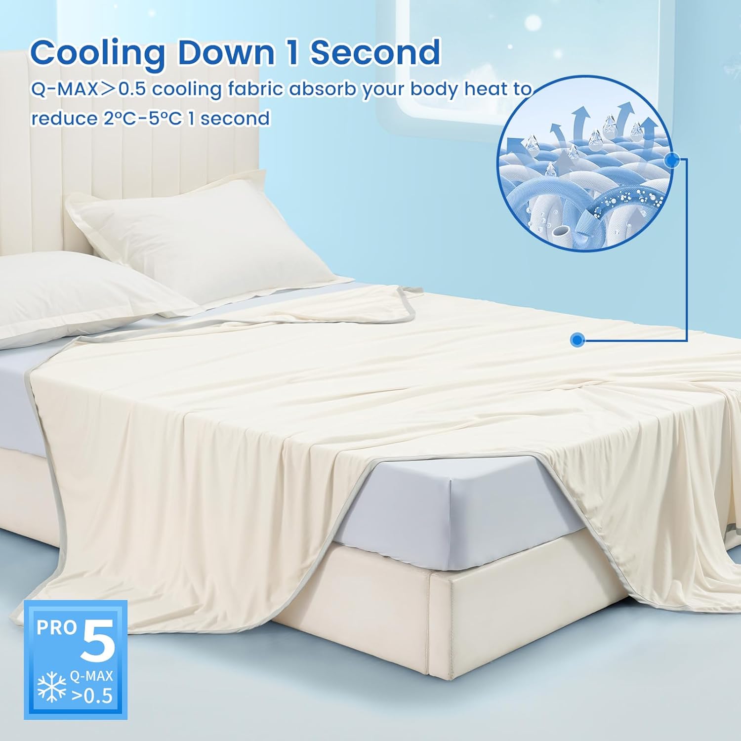 PHF Double Cooling Throw Blanket for Hot Sleepers, Arc-Chill Q-Max>0.5 with Double Cooling, Summer Blanket Absorbs Heat to Keep Cool All Night for Night Sweats (Cannoli Cream, 50''x60'') - Image 2