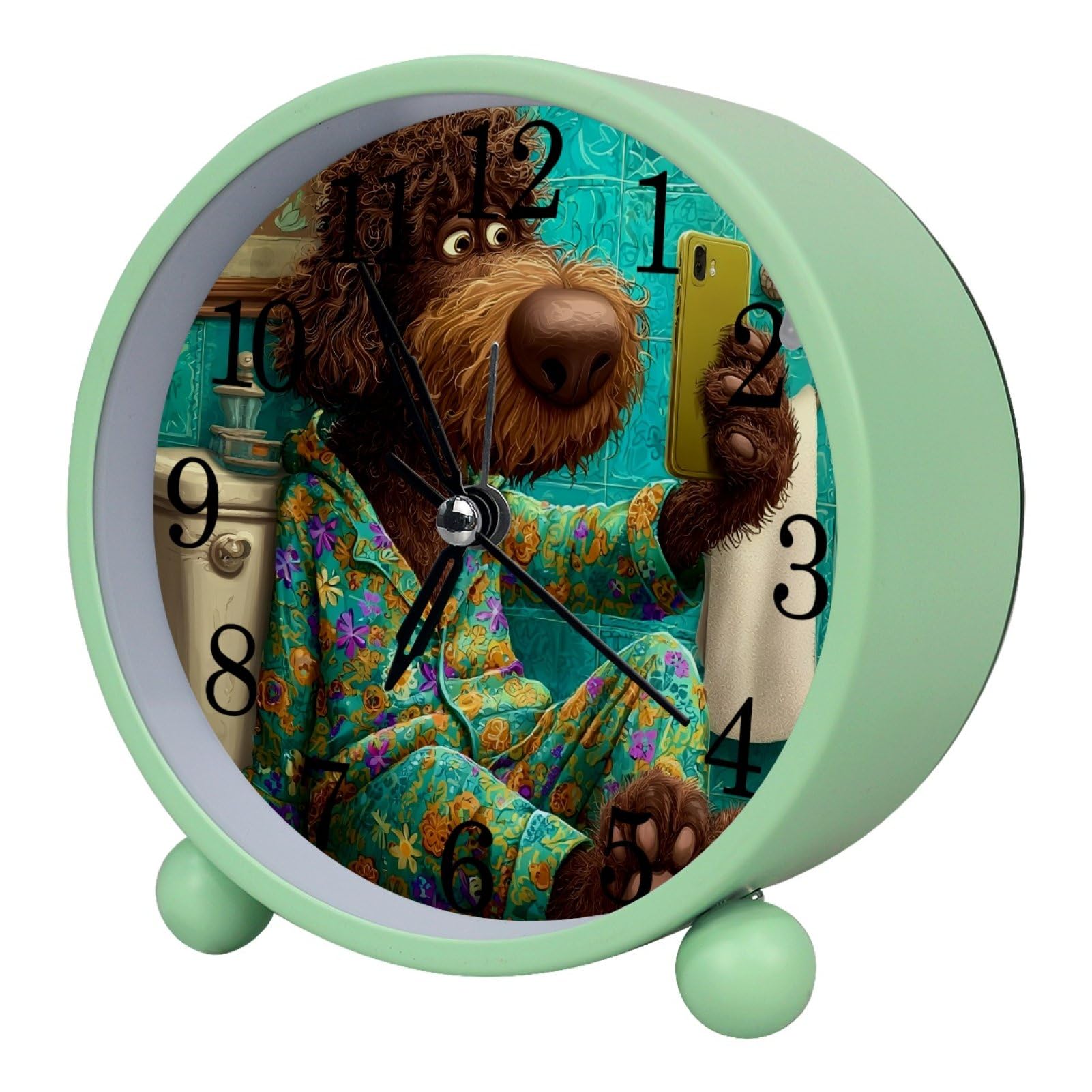etoenbrc Funny Dog 10.9" Alarm Clock,Small Battery Operated Clocks, Slient Plastic Table Clock for Living Room Decor,Bedroom,Office