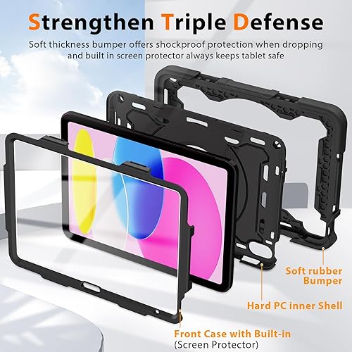 Miniatura 4 de Funda ROISKIN para iPad (A16) 11 Generación 11 Pulgadas 2025, Funda para iPad de 11 Generación 10.9" para Niños con Protector de Pantalla, Pata de