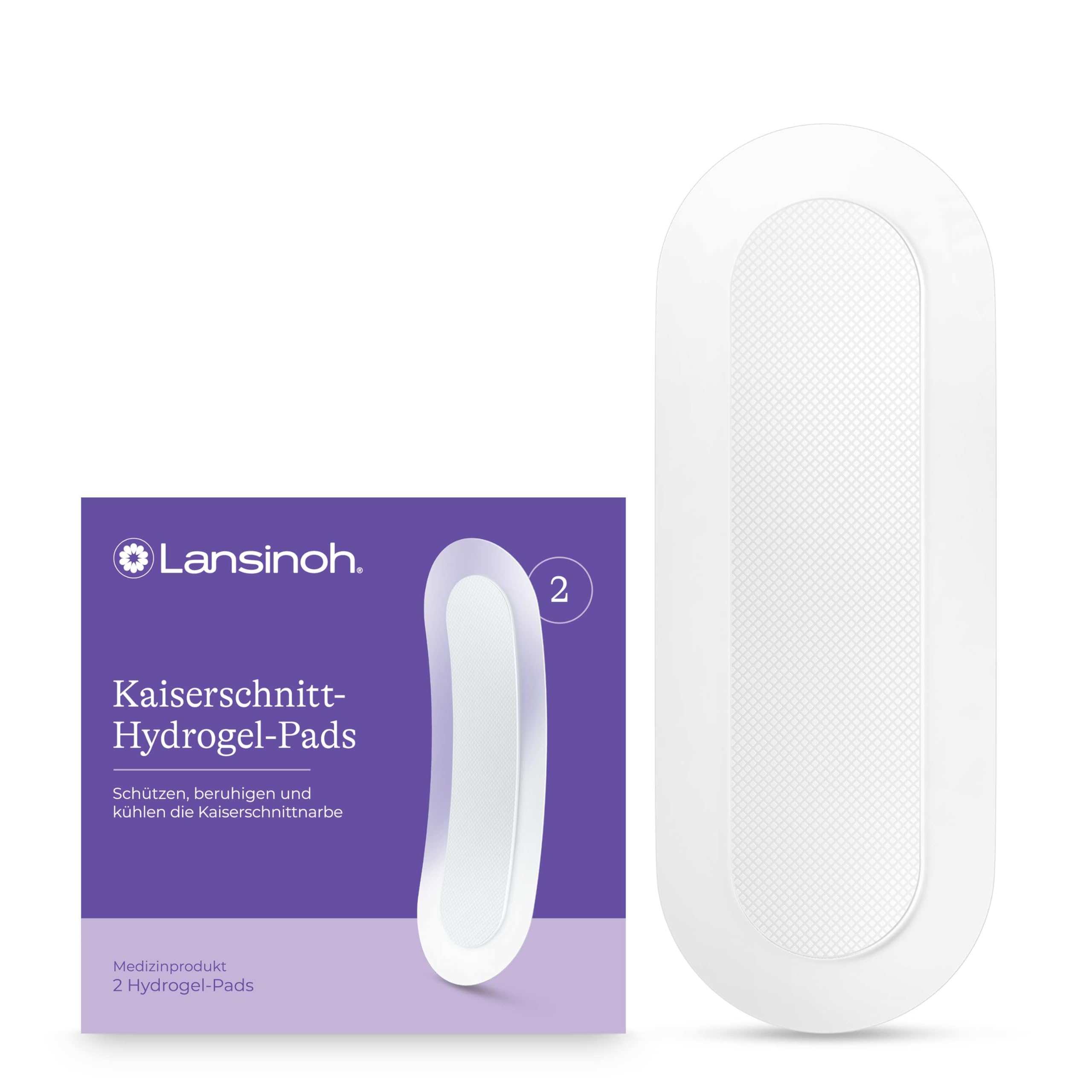 Lansinoh Kaiserschnitt Hydrogel Pads - schützen, beruhigen & kühlen die Kaiserschnittnarbe – wasserbeständig - Narbenpflaster zur Kaiserschnitt Narbenpflege - 2 Stück