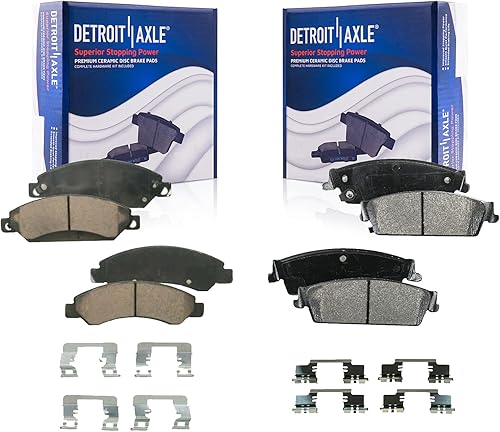 Detroit Axle - Pastillas de freno para Chevy GMC Yukon XL Suburban 1500 Tahoe Avalanche Cadillac Escalade ESV EXT, 4 pastillas de freno de cerámica