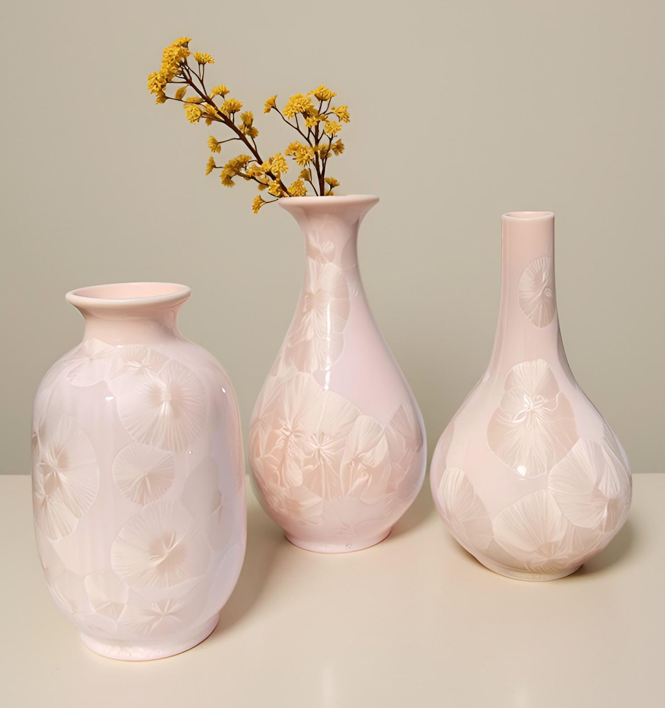 Artisoul® Jarron Decorativos, Juego de 3 Jarron Ceramica pequeños, diseño estético jarrón para cocinas de Flores, dormitorios oficinas Salas de Estar baños y centros de mesas Decoracion hogar, Rosa