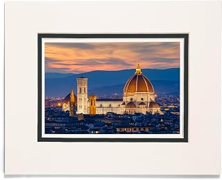 Lantern Press 8x10 Inch Matted Art Print Wall Decor, Twilight at Duomo in Florence, Italy A-91437