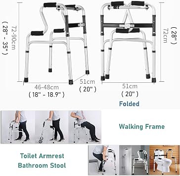 Walking Frame Walking Frame One Button Folding Elderly Walker, Portable Adjustable Height Lightweight Aluminum Walking Frame, Adults Mobility Aid For Indoor Outdoor(Walker Only)