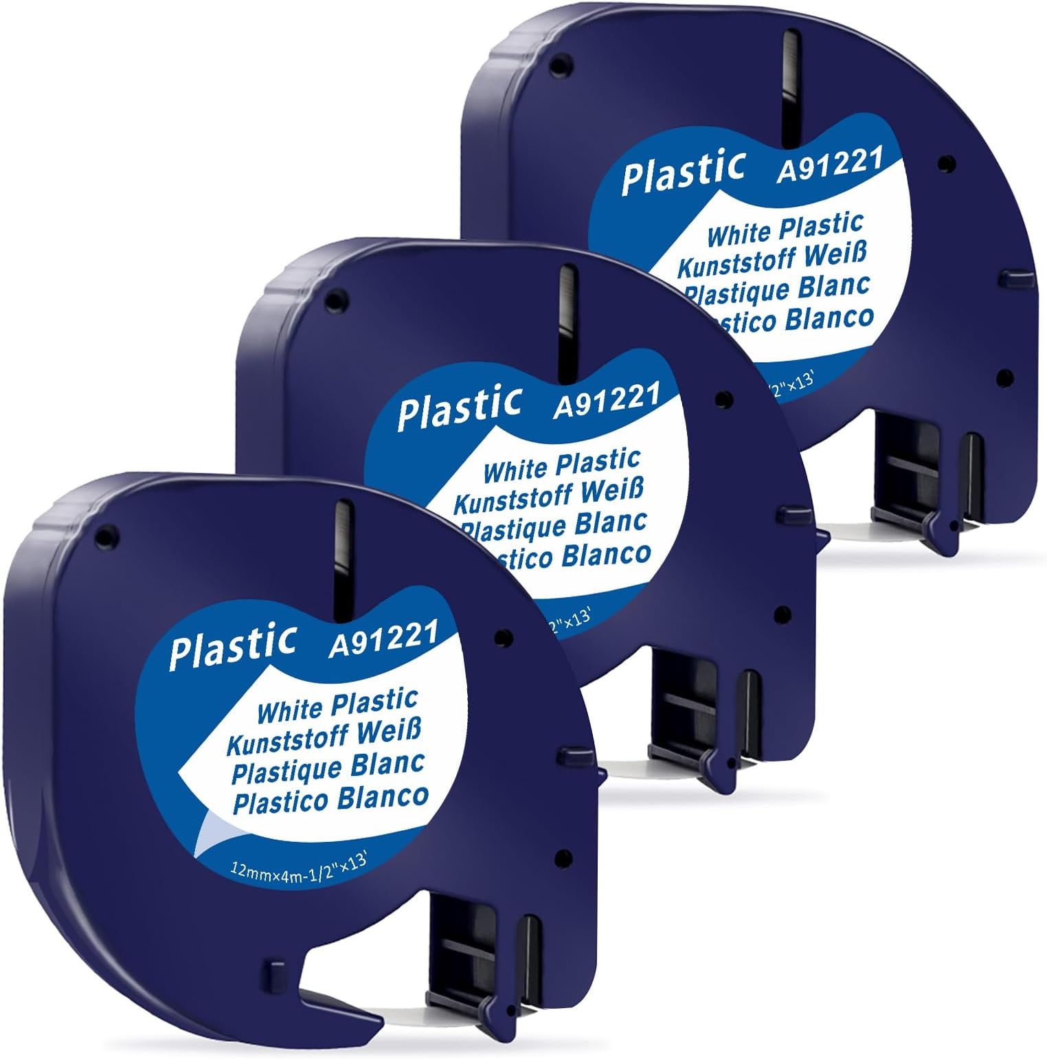 MarkField Compatible for Dymo Letratag 12mm x 4m Labels Plastic White Tape Refills, Compatible for Dymo Letratag LT-100H LT-100T QX50 XR XM 200B Plus, Black on White, 91201 S0721610