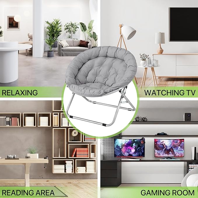 Sillón Plegable Redondo de Descanso Gris miniatura 9