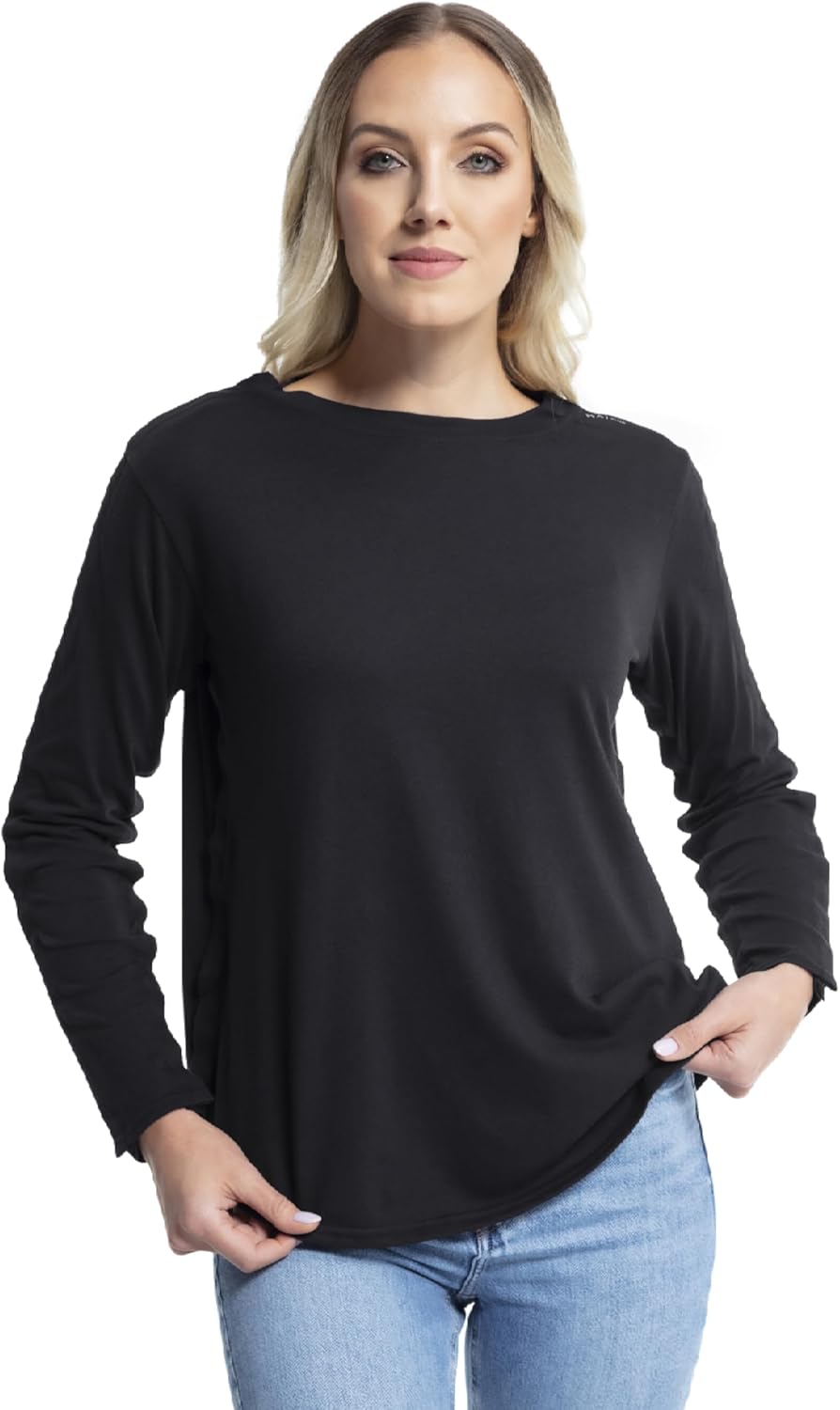 MAI Post Shoulder Surgery Shirts for Women - Recovery Long Sleeve Shirt with Full Arm Opening, Chemo Port Access Shirt