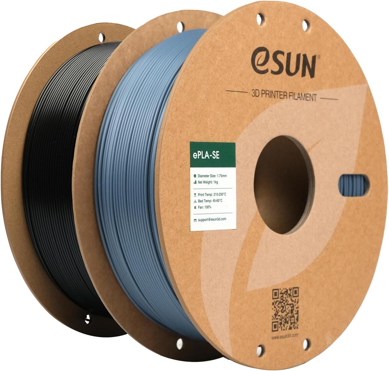 eSUN PLA Basic Filament 1.75mm, 3D Printer Filament High Speed PLA for Fast Printing, 1KG per Spool, 2 Spools High Speed 3D Printing Filament, Grey + Black