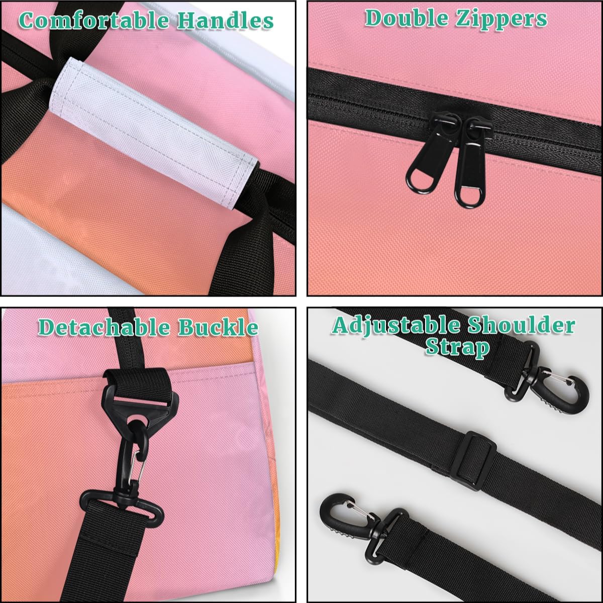 Personalized Cheer Bag Girl Sport Duffel Bag, Custom Kids Gym Bag, Customize Travel Duffle Bag with Name, Overnight Weekender Bags,Gradient Yellow, Cheerleading Gifts - Image 4