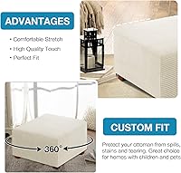 Vista 4 de Flamingo P Funda otomana elástica cuadrada, protector de muebles, protector de muebles plegable, protector de muebles, funda suave con parte