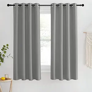 NICETOWN Blackout Bedroom Curtain 63 inches Long - Grommet Thermal Curtain Room Darkening Window Treatment Light Blocking Drape for Living Room (Silver Grey, 1 Panel, W46 x L63)