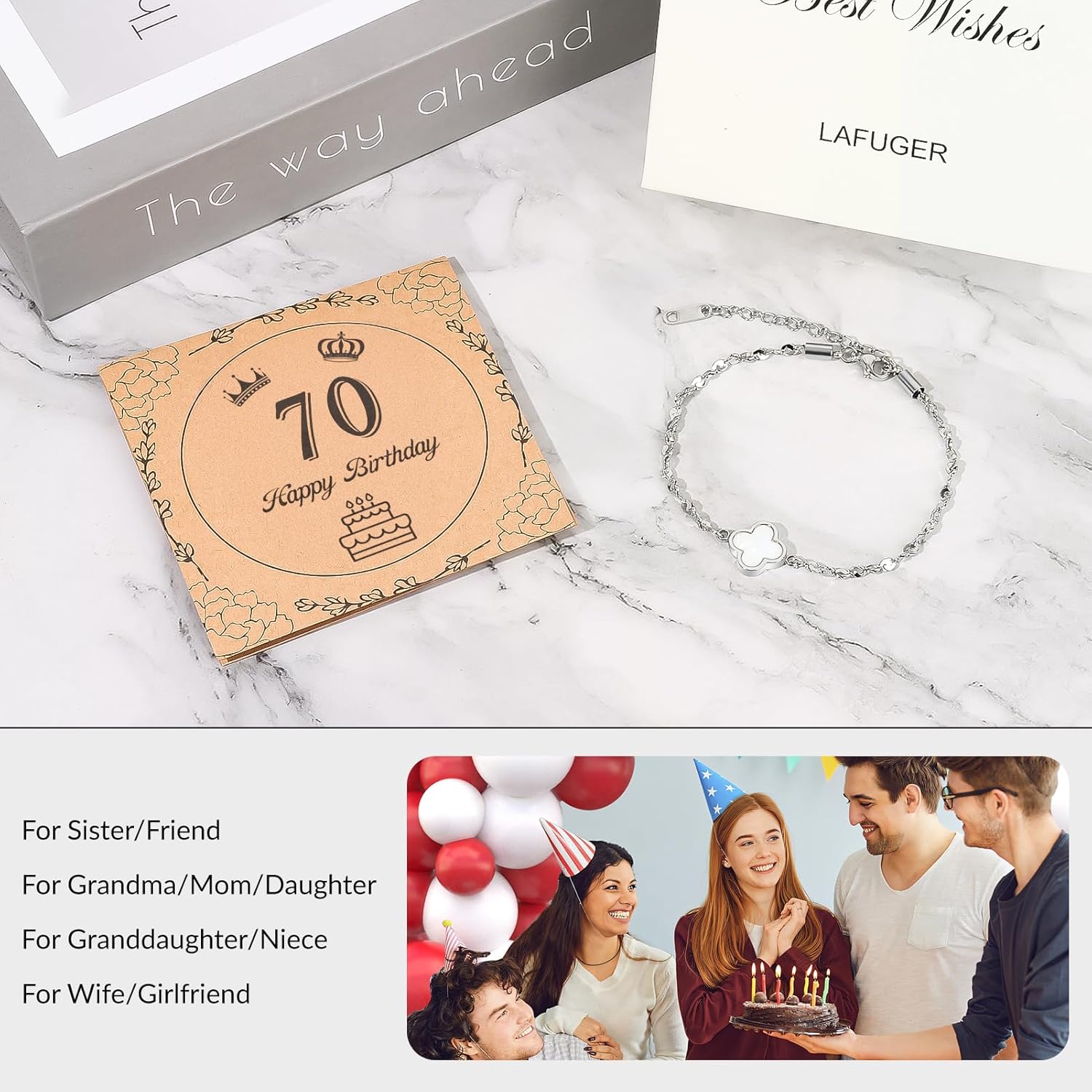 Four-Leaf Clover Lucky Bracelet,Bracelets for Women,Friend Gifts for Women,Jewelry Gifts for Best Friend, Sister, Mom, Daughter 13th 21st 30th 40th 50th 60th 70th Birthday Gifts for Women - Image 6