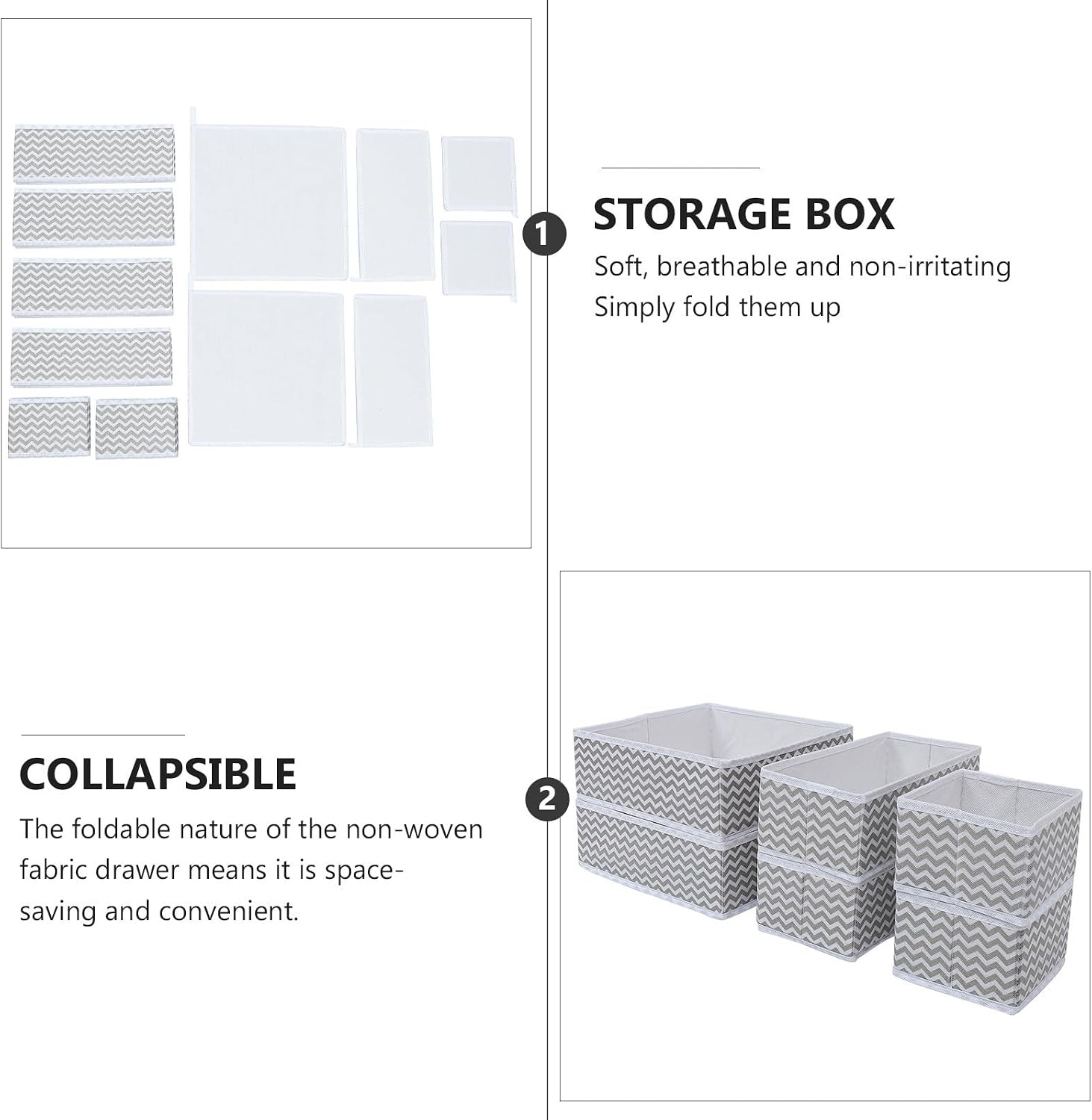6pcs Foldable Bra Storage Box Set with 2 Large 2 Medium 2 Small