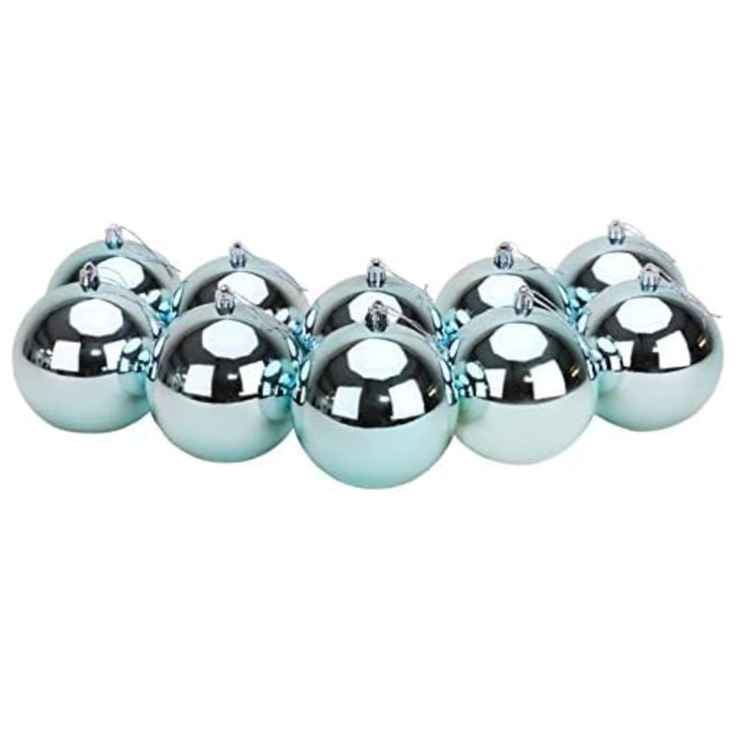 Toyland® 10 Extra Large 100mm Ice Blue Plastic Christmas Baubles - Christmas Tree Decorations — image 1