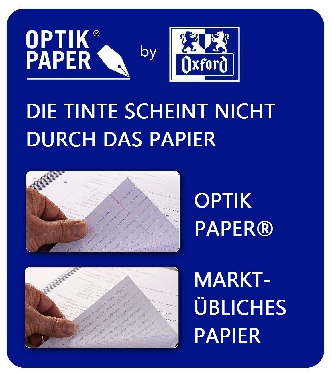 Oxford Touch Collegeblock A4 kariert mit Doppelrand, 80 Blatt, blau, 10 Stück