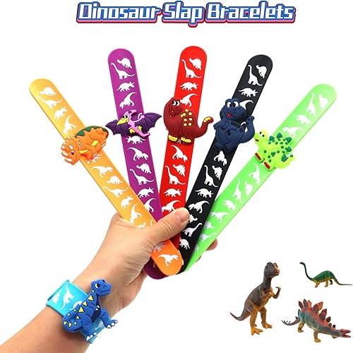 Miniatura 3 de Pulseras de dinosaurio para adolescentes, recuerdos de fiesta, con temática de dinosaurios, bolsas de regalos (paquete de 6) para adolescentes