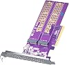 10Gtek 2-Port M.2 NVMe Adapter M-Key, PCIe X8 Gen3. Expansion Card, Additional Interface Board, with Full-HeightLow-Profile Bracket, Requires Motherboard and BIOS Branch Support, Supports SSD Sizes