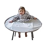 Tidy Tot- Baby Bib & Tray Kit - Mess Proof Long Sleeve Smock Attaches to Feeding Mat - Waterproof Bib - Machine Washable. Fits Babies and Toddlers 6-24 months - Grey
