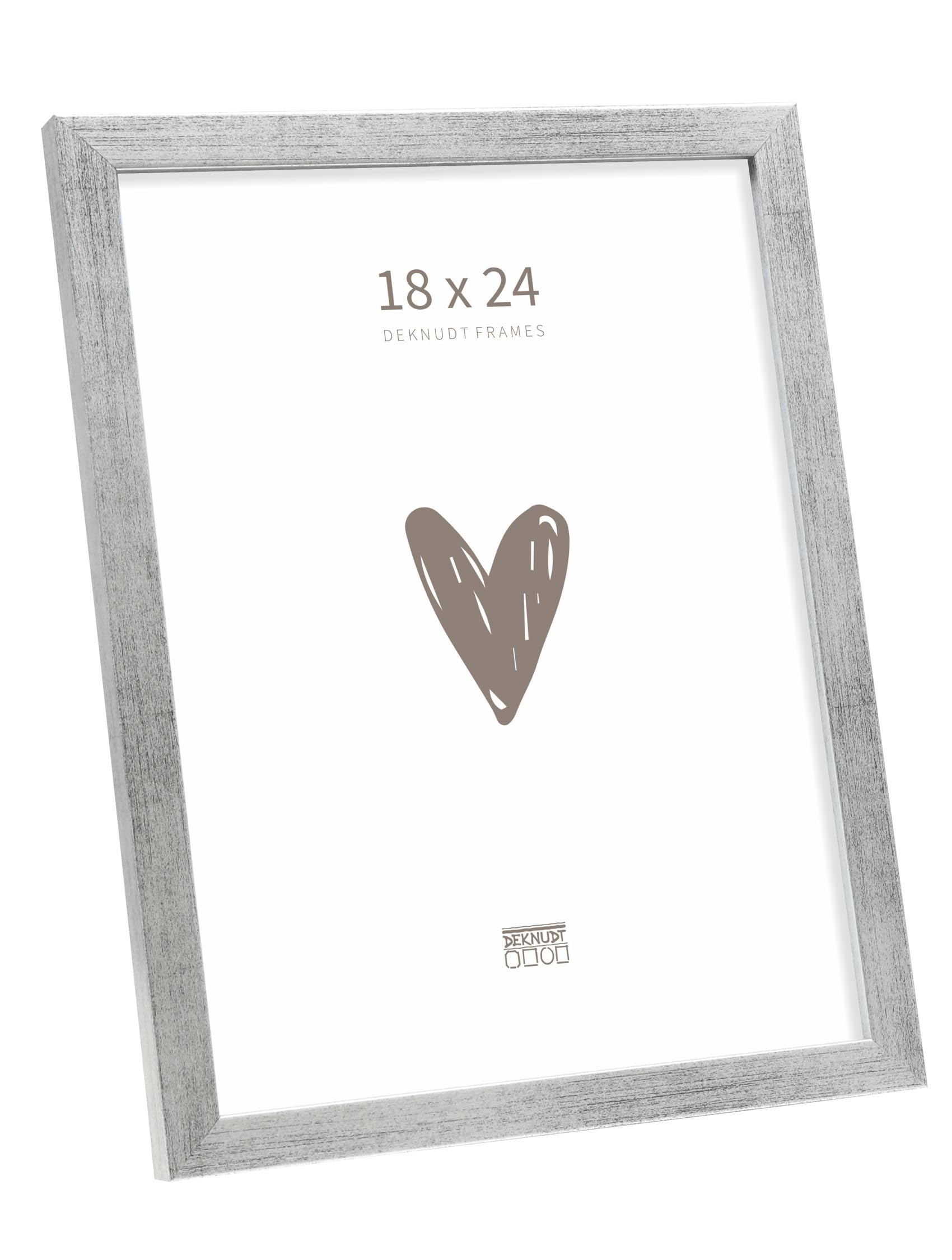 Deknudt Frames - wooden photo frame for 18 x 24 cm photo - silver - for photos, posters or posters - S243D1 - to stand or hang