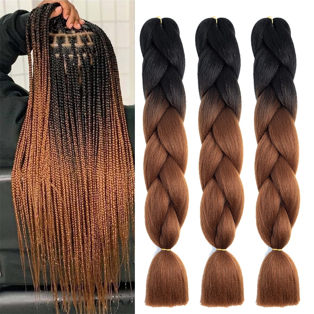 3 packs of Black brown ombré braiding hair *NWT* Hair | New Ombre Jumbo Synthetic High Temp Braid Hair 3  main image 3