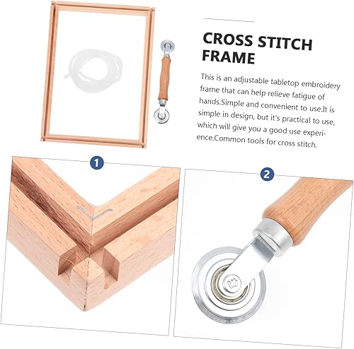 Miniatura 5 de EXCEART Equipo robusto portátil elegante del bordado del soporte del marco de la puntada de cruz del marco de la costura de madera