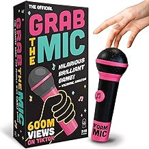 Lucky Egg Official Grab The Mic &ndash; Family Karaoke Board Game w/Foam Mic, 8+ Ages, 2-10 Players - Games for Bad Singers w/ 230 Lyrics (115 Cards)