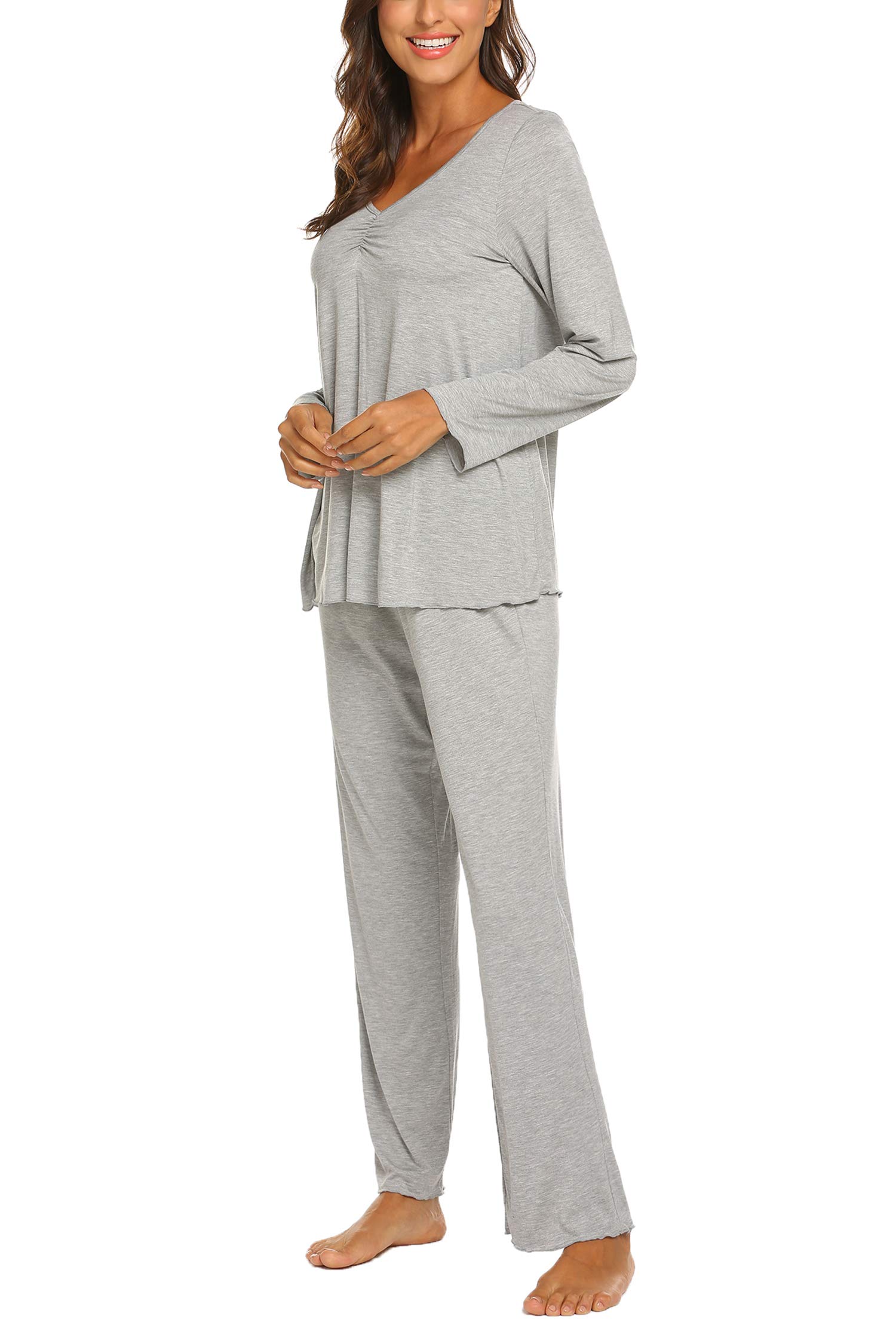 MAXMODA Pigiama Donna Pigiami Due Pezzi Maglietta Manica Lunga e Pantalone Lungo S-XXL