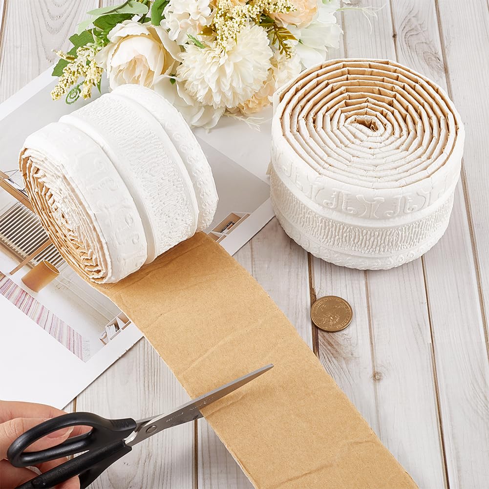 GORGECFAFT 2 Rolls 2.3mx79mm Crown Molding Peel and Stick Floral White 3D Wall Edging Foam Flexible Wallpaper Border Mirror Edging Frame Lines Wall Base Ceiling Baseboard for Home DIY Furniture - Image 3
