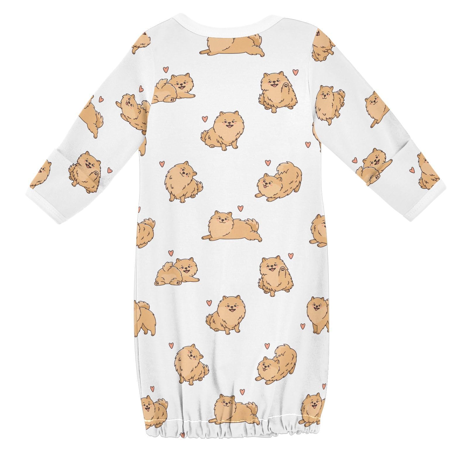 WIFIU Cute Funny Pomeranian Spitz Dogs Baby Girls Boys Sleeper Gown Cotton Nightgown Long Sleeve, Baby Nightdress Sleeping Clothes for Newborn 3-6 Months Multicolor