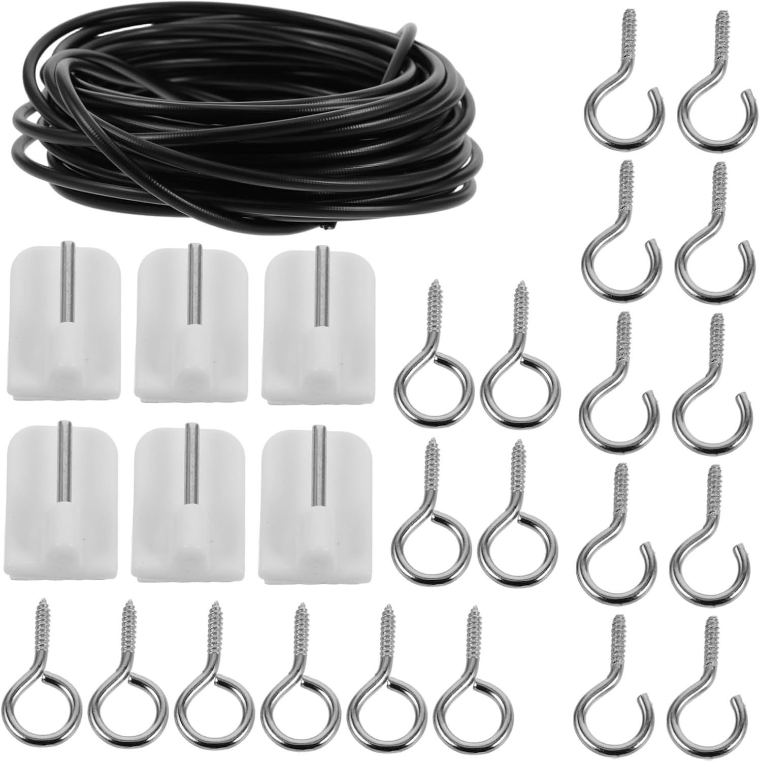 VOSAREA Spring Wire Hooks Eye Rings Question Hooks Curtain Accessories Curtain Hanging Kit