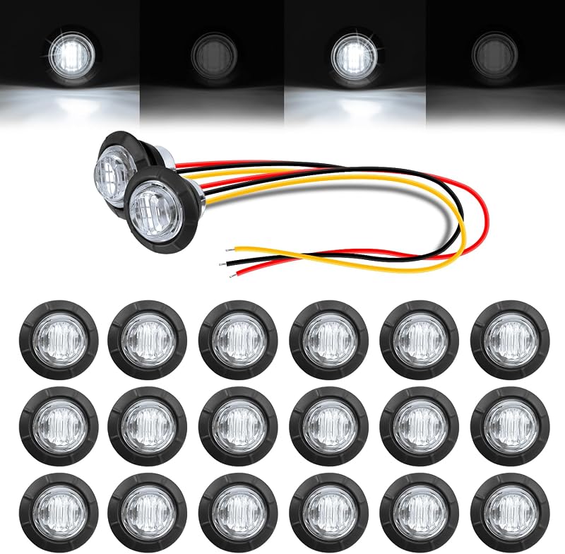 Luzes LED estroboscópicas e marcadoras TMH 12 V DC, redondas de 1,91 cm – 20 unidades