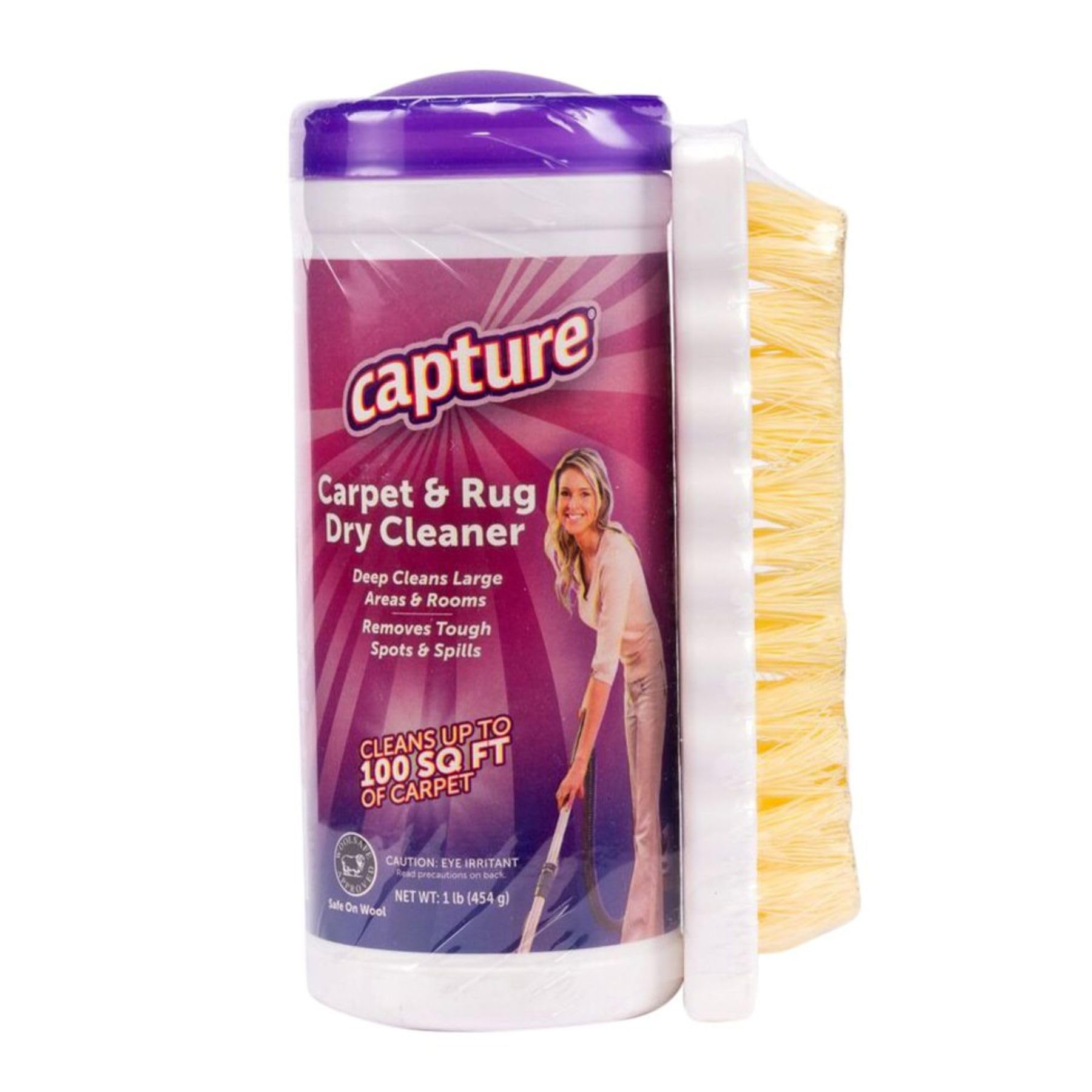 CaptureCarpet & Rug Dry Cleaner w/Brush - Dogs & Cats Pet, Home, Car, Carpet Cleaner Powder - Strength Odor Eliminator, Stains Spot Remover, Non Liquid & No Harsh Chemical (1 lb)