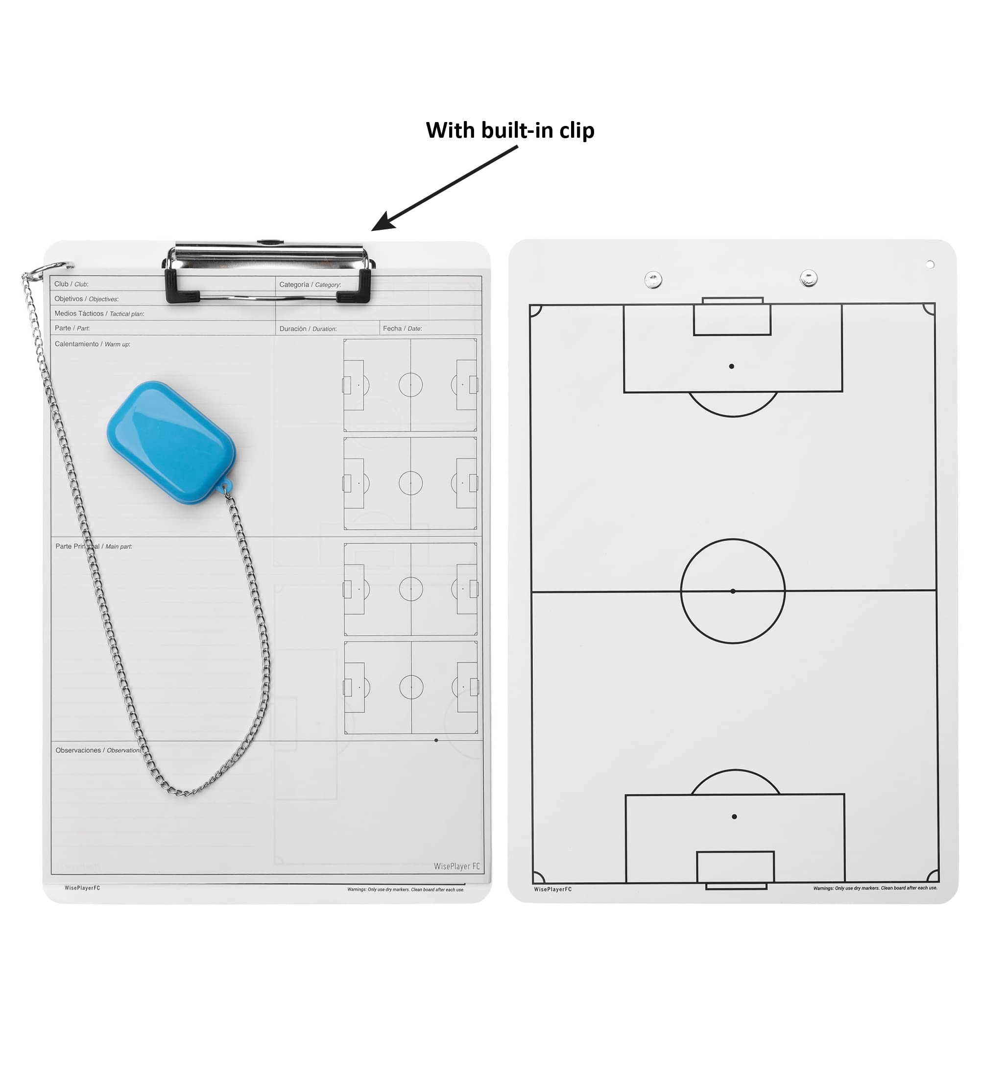 Pizarra Táctica Fútbol Reversible para Entrenadores con Silbato, Hojas y Bolsa