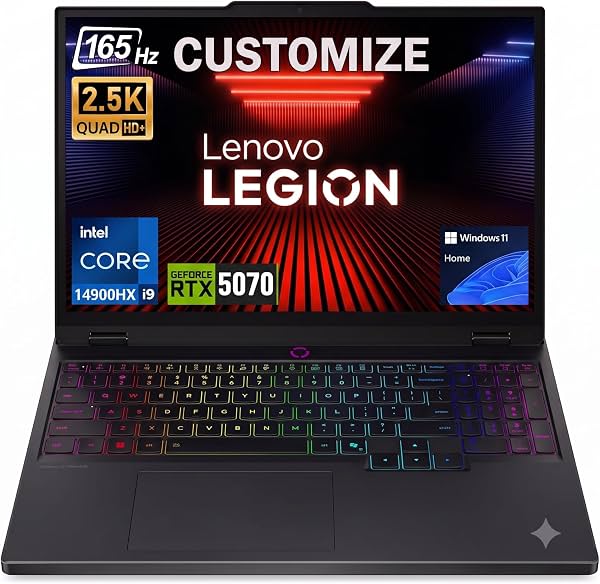 LENOVO Legion 5 RTX 5070 Intel Core i9-14900HX Laptop Gamer Personalizado | 16-64GB DDR5, 1-4TB SSD, Pantalla 15.1" QHD+ 165Hz Brillo 1000 nits, Retroiluminación RGB de 24 Zonas, Wi-Fi 7, HDMI, Batería 80Whr