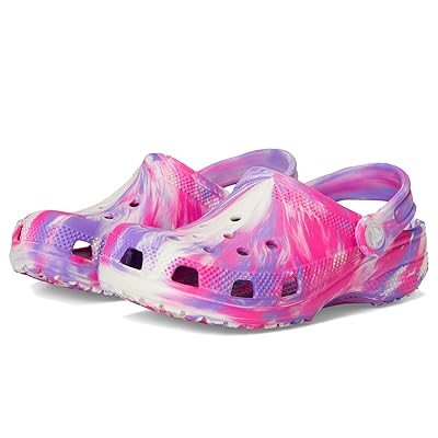 Crocs Kids Classic Marbled Tie Dye Clog (Little Kid/Big Kid) Kids Shoes Pink Crush/Multi Glow in the Dark