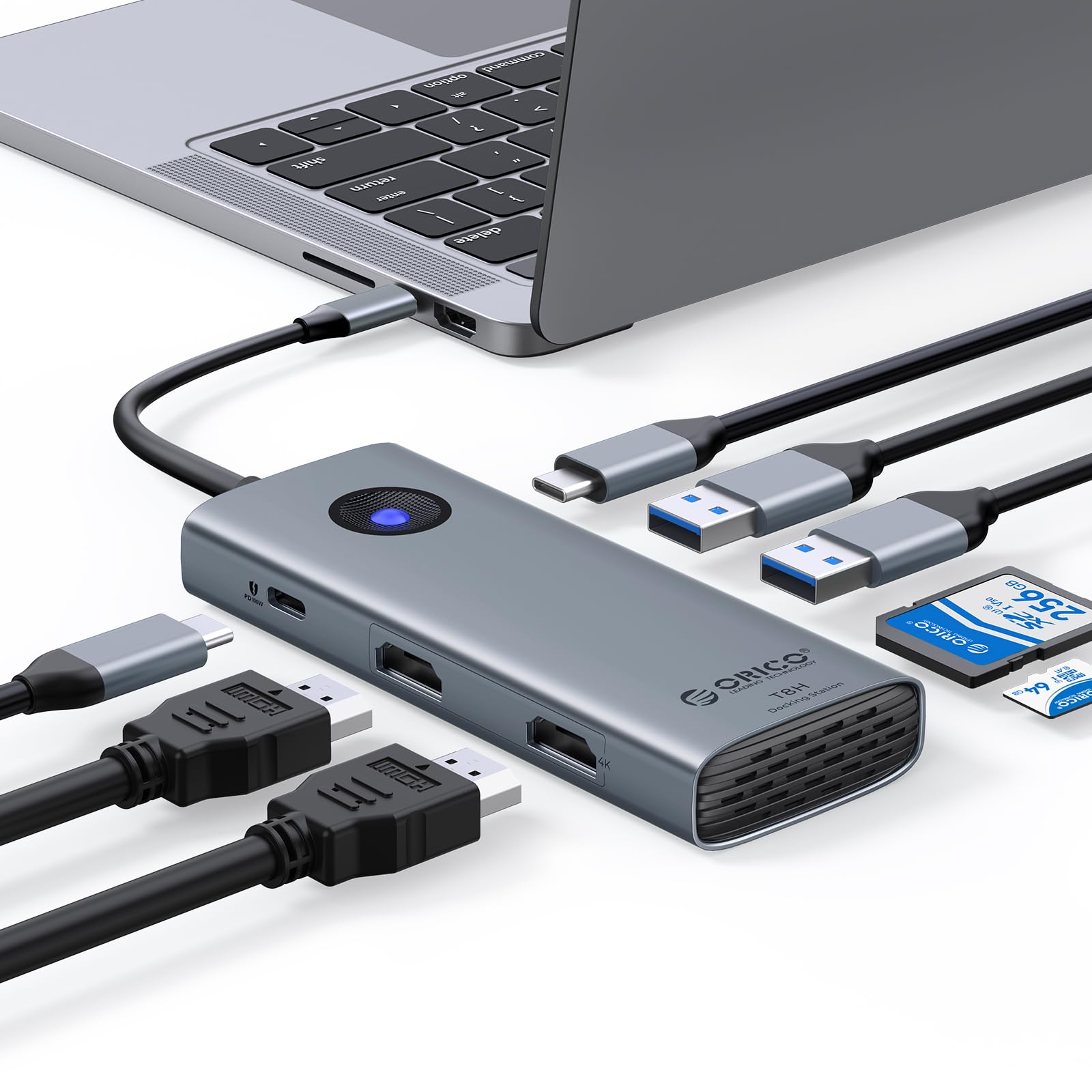 Amazon | ORICO 8 in 1 ドッキングステーション 2*HDMI出力 USB Cハブ