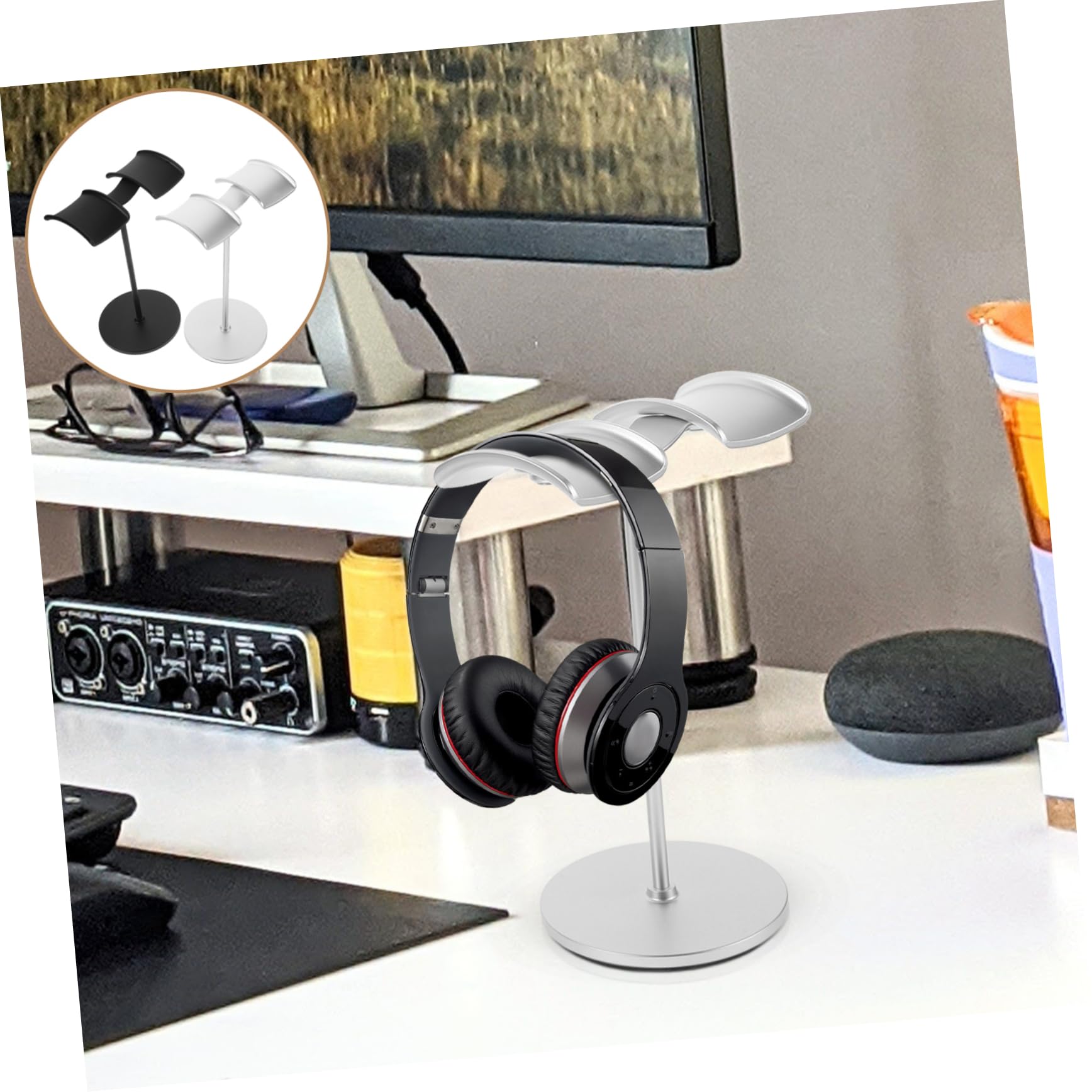 Support pour Casque Audio en Plastique, Lot de 2, Stable et Polyvalent, Surface Lisse, Rangement Pratique pour Bureau Gaming, Salles D'étude et Cafés
