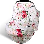 Rquite All-in-1 Car Seat Cover Baby, Carseat Covers for Girl Boy, Stretchy Soft Infant Car Seat Cover, Multi-use Baby Carrier Cover, Car Seat Canopy, Stroller Sun Shade, Nursing Breastfeeding Cover