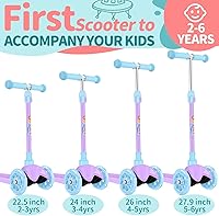 Vista 9 de BELEEV Patinete A1 para niños de 2 a 6 años, 3 ruedas para niños y niñas, ruedas iluminadas, altura ajustable, inclinación para conducir, cubierta