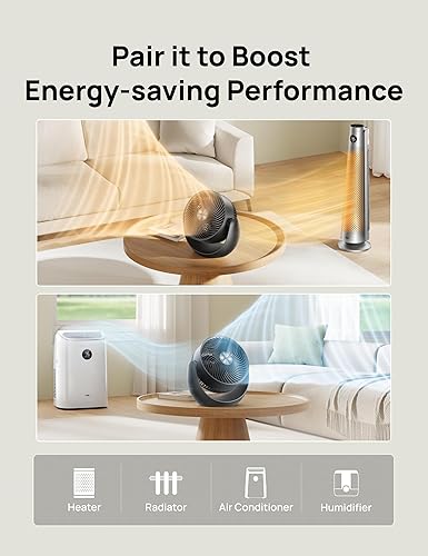 Miniatura 7 de Dreo Ventilador para dormitorio, circulador de aire de mesa para toda la habitación, 11 pulgadas, flujo de aire fuerte de 40 pies, inclinación