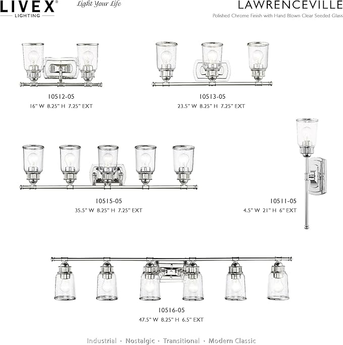 Livex Livex Lighting Lawrenceville 1 Light Wall Sconce Polished Chrome Finish photo 3