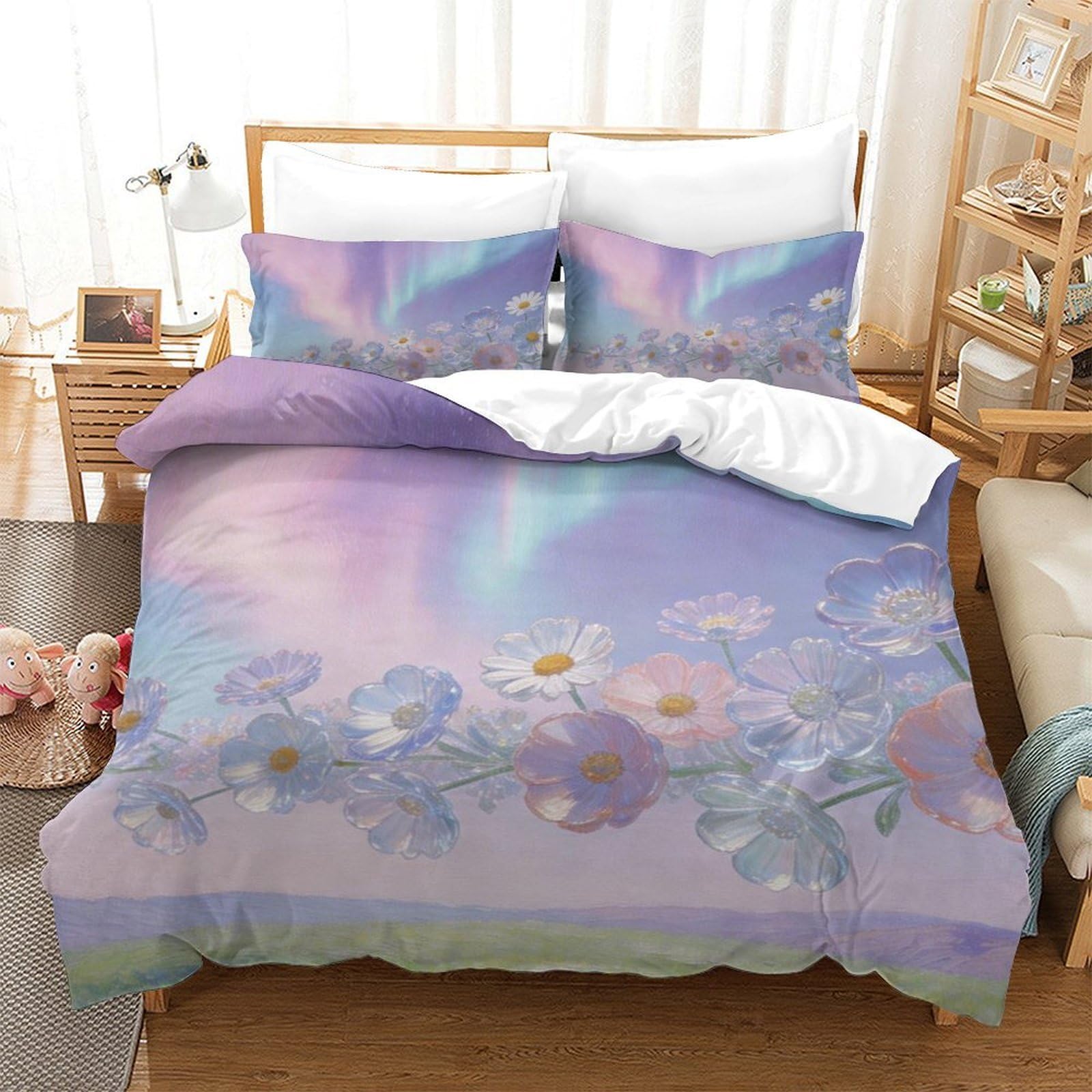 Housse de couette 3D motif floral féérique pour créer un décor de chambre poétique