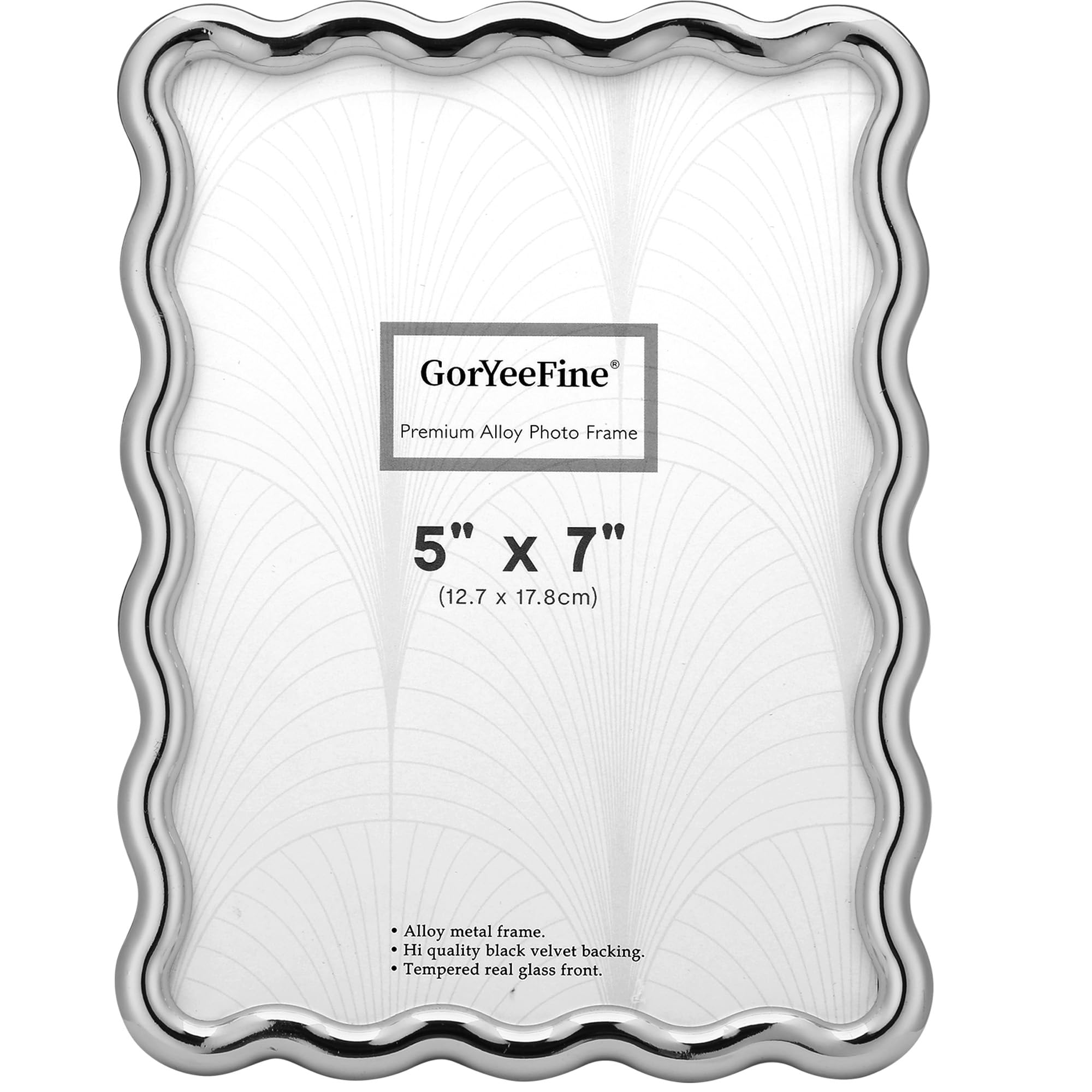 5 x7'' Silver Heavy Duty Zinc Alloy Photo Frame,Wave Design Hi-End Zinc Alloy Picture Frames 7x5'',Fashionable Style frame with Velvet Back for Desktop and Wall Hanging