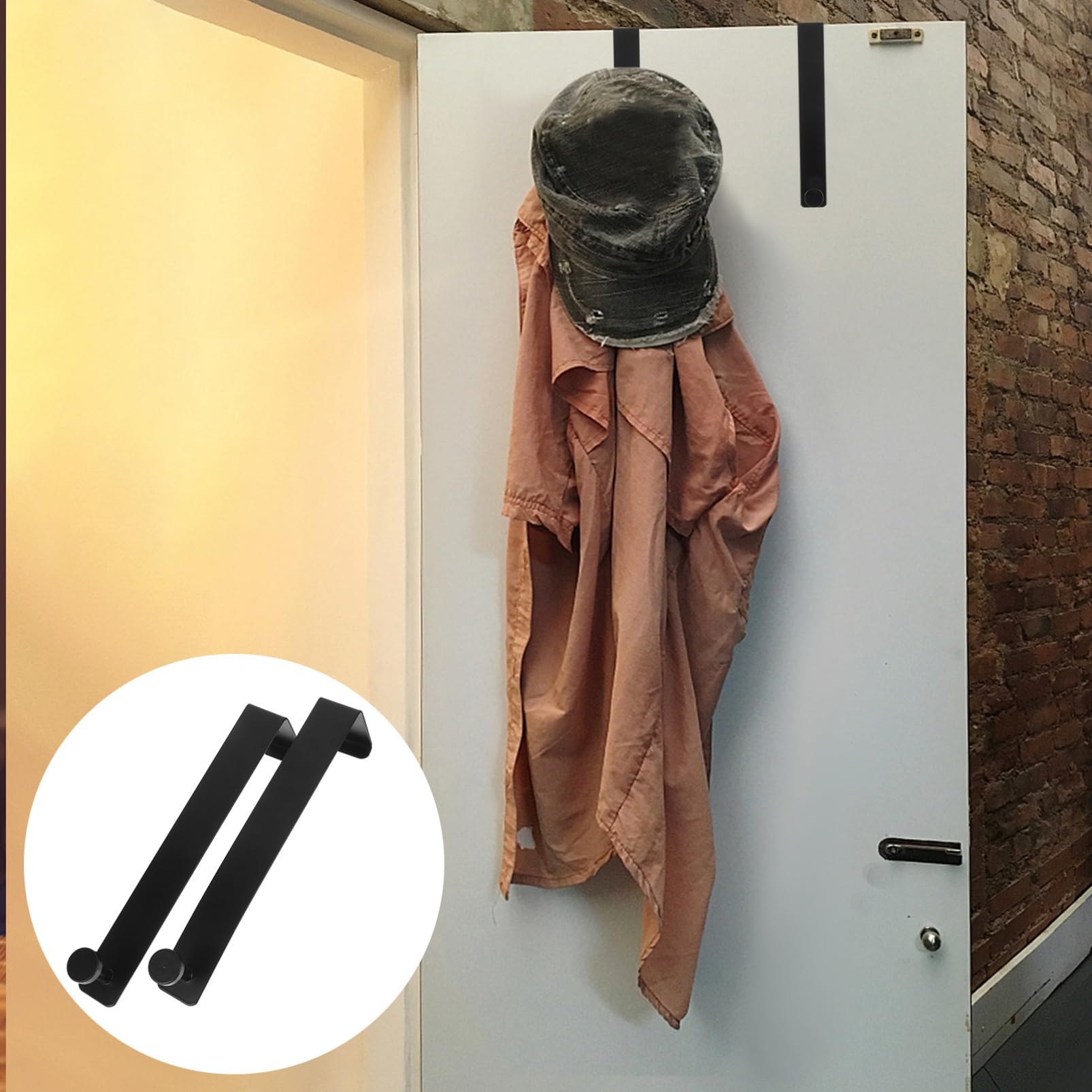 HOLIDYOYO 2pcs Door Hook Hangers Hooks Door Hanger Hook for Hats Over Door Towel Hanger Over The Door Hanger Door Hanger Hook for Towels Punch Hook Door Hanger Hook for Bag Black Iron