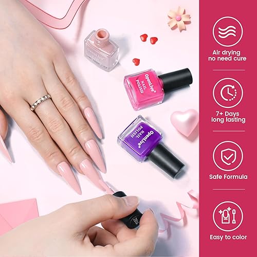 Miniatura 25 de Juego de esmaltes de uñas con purpurina de 0.3 fl oz, 6 colores con purpurina, rojo, rosa, blanco, juego de esmalte de uñas para arte de uñas