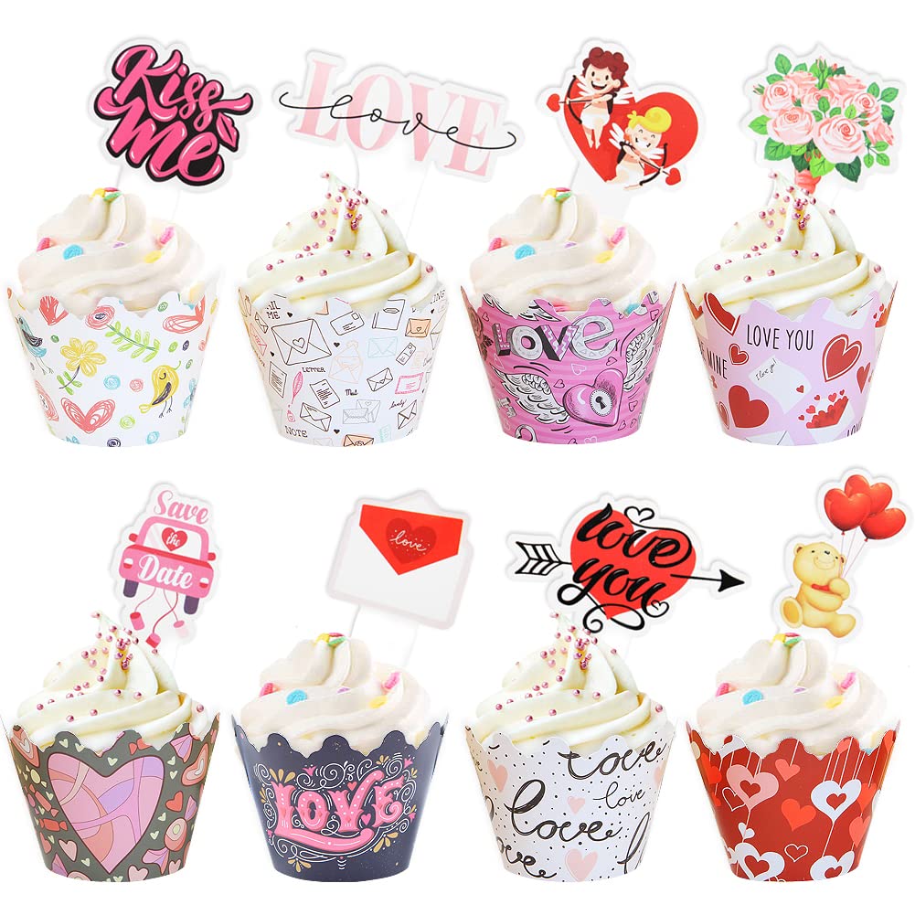 Caissettes et décorations cupcakes licorne cœur pour accessoires de fête Saint-Valentin